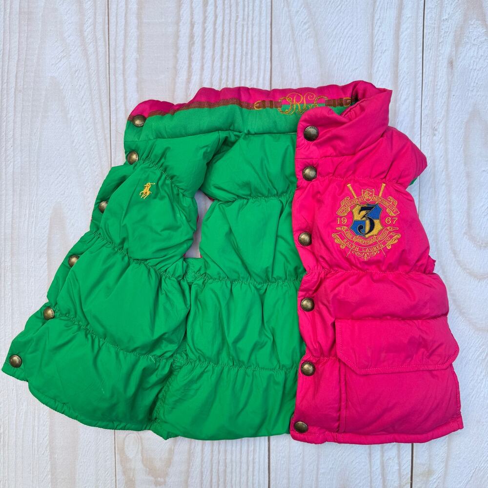 Ralph Lauren Girls Size 4? Equestrian Reversible Down Filled Puffer Vest Jacket